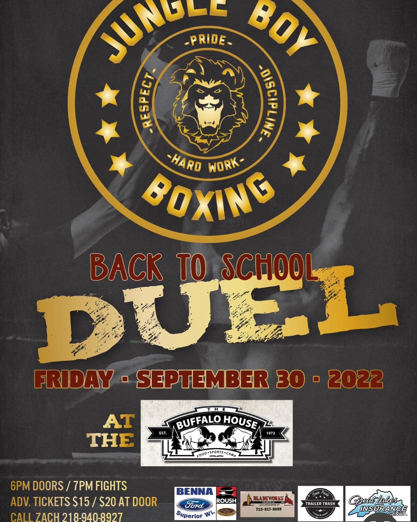 AMATEUR: Jungle Gym Presents Back To School Duel - MN Boxing Events, Shows,  News, MN Boxers, Schedule